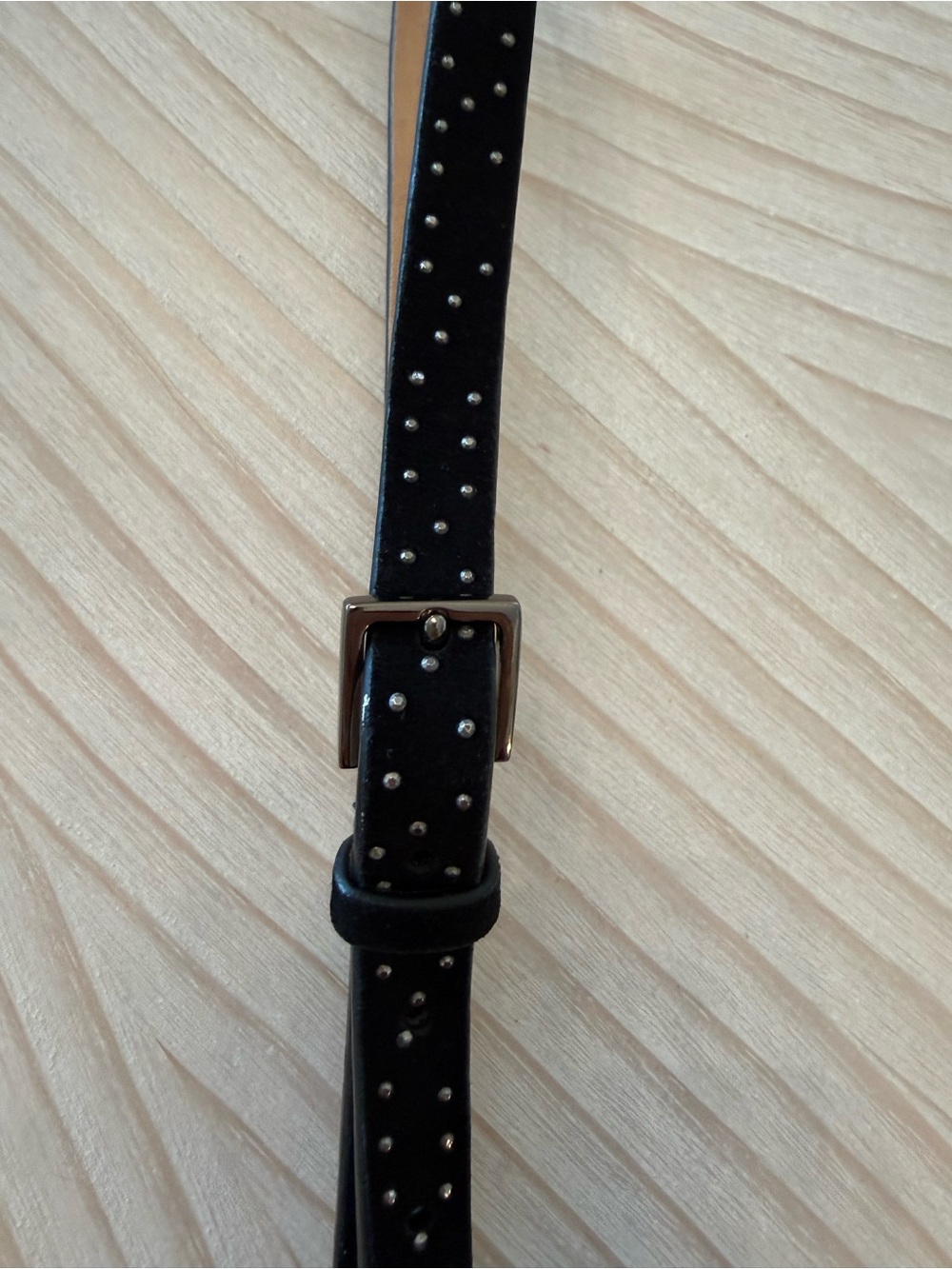 J. Crew Black Sparkle Leather Belt with Silver-Tone Buckle